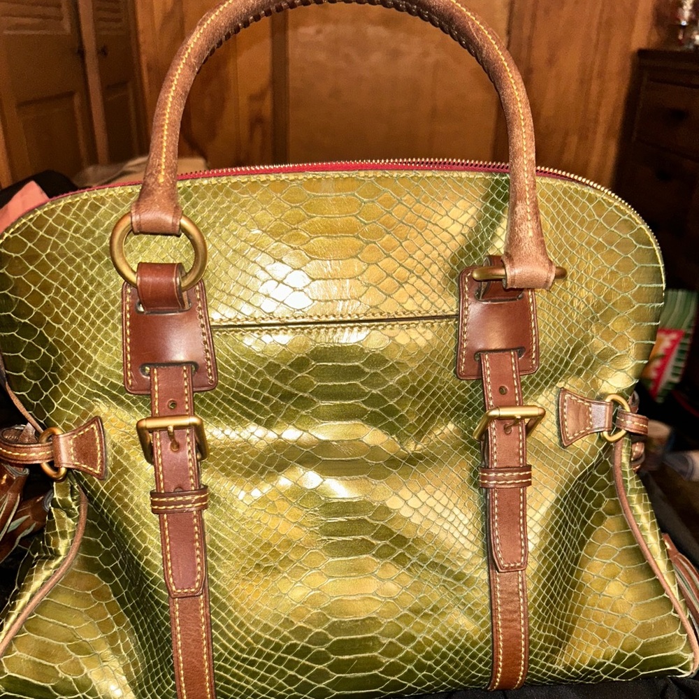 Dooney And Bourke Python Buckle Satchel With Tass… - image 2